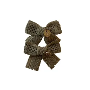 Halo Luxe Della Chenille Lace Double Bow Clip - Sage