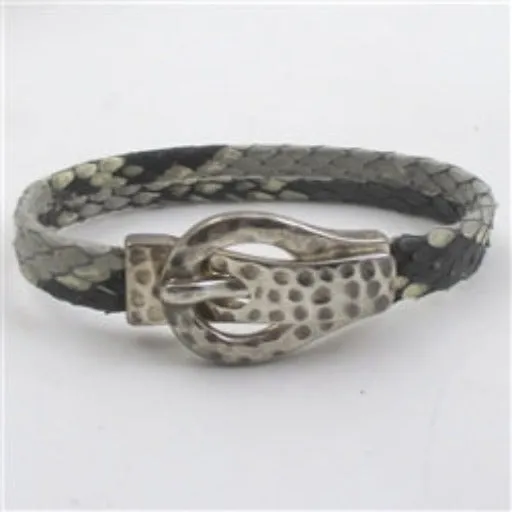 Handmade Grey and Black Snakeskin Man's Bracelet