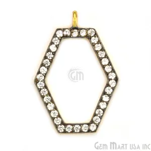 'Hexagon' CZ Pave Gold Vermeil Charm for Bracelet & Pendants