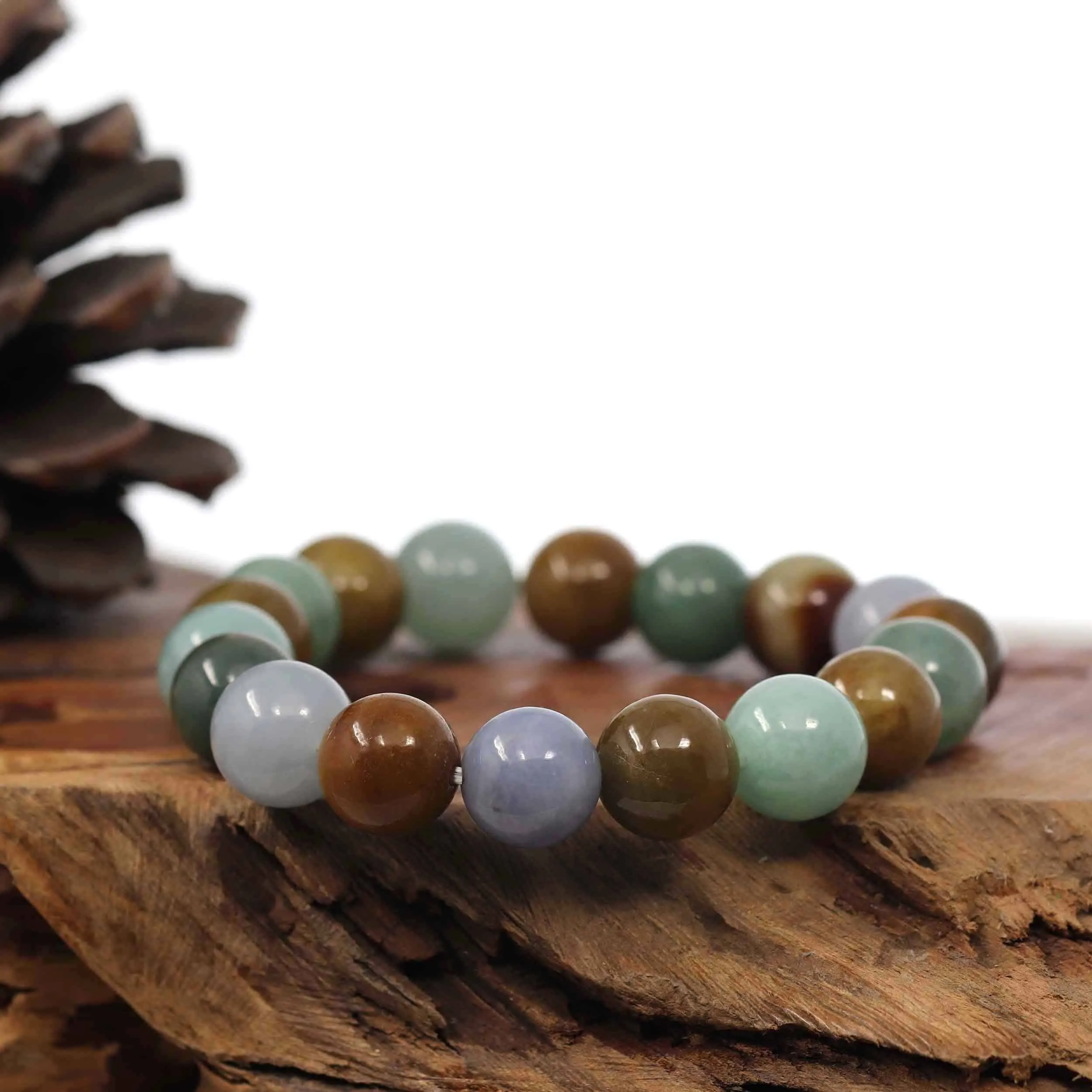 High Natural Jadeite Jade 13mm Round Beads Bracelet ( 13 mm ) For Men