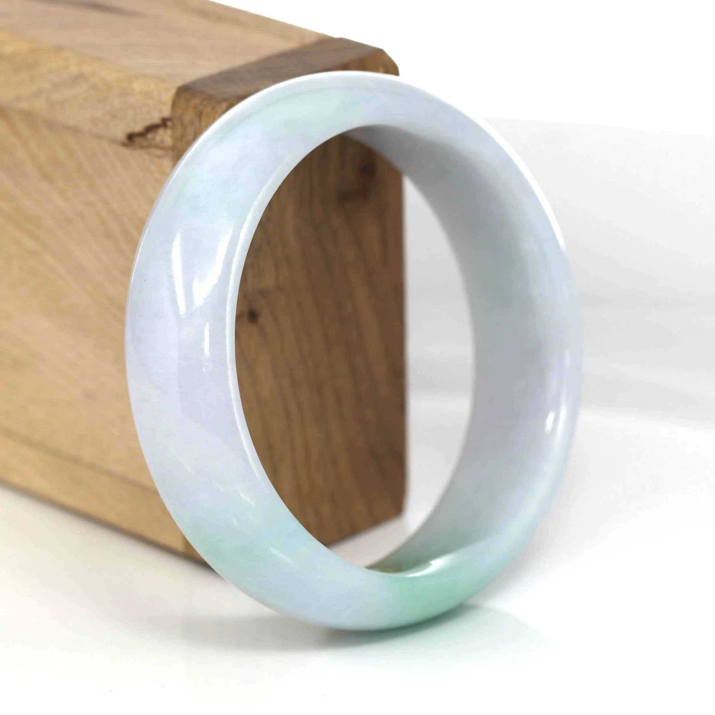 High-quality Lavender-Green Natural Burmese Jadeite Jade Bangle (57.30 mm) #484