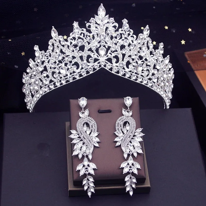 Highness Luxury Tiara and Earrings Set - Assorted Colors Available - Bridal  Crown- Quinceanera