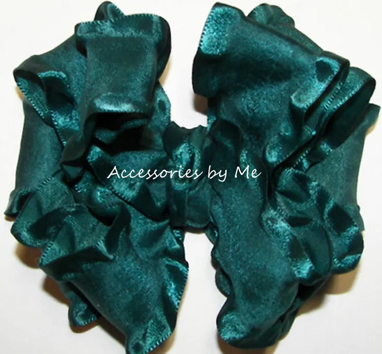 Hunter Green Ruffle Hair Bow