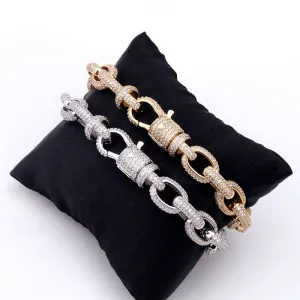 Iced Out O Shape Link Chain Bangle Bracelet