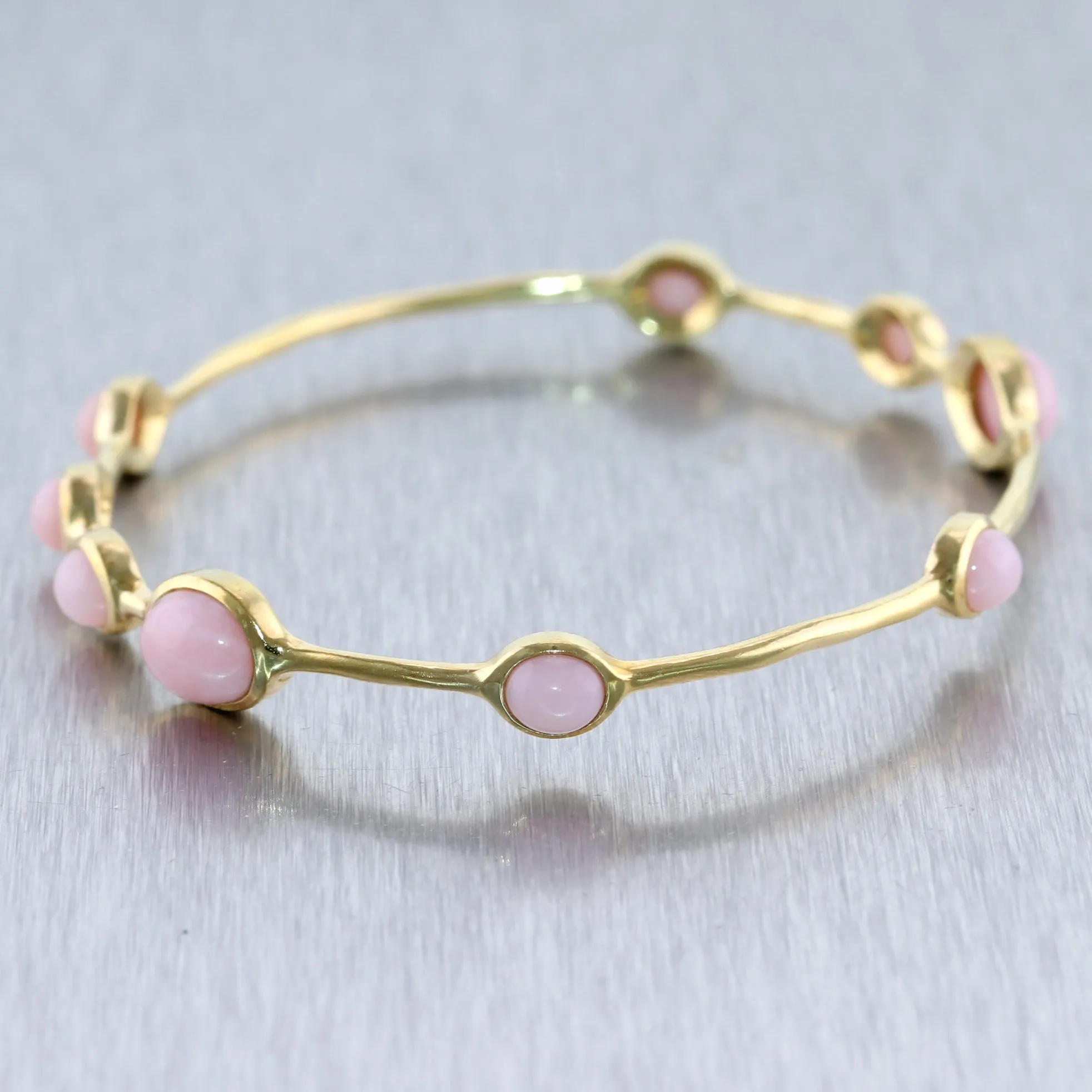 Ippolita 18k Yellow Gold Pink Opal 9 Stone Bangle Bracelet