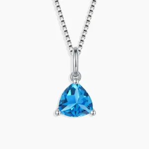 Irosk Trillion Shape Pendant in Sterling Silver -  Swiss Blue Topaz