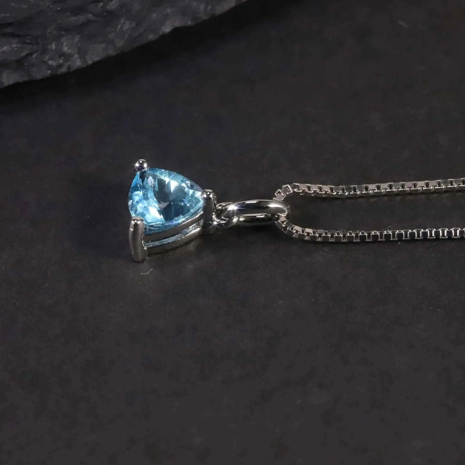 Irosk Trillion Shape Pendant in Sterling Silver -  Swiss Blue Topaz