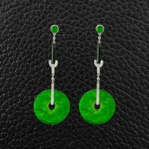 Jade, Onyx & Diamond Earrings