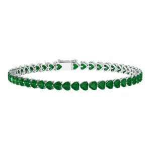 Lab Grown Emerald Heart Tennis Bracelet