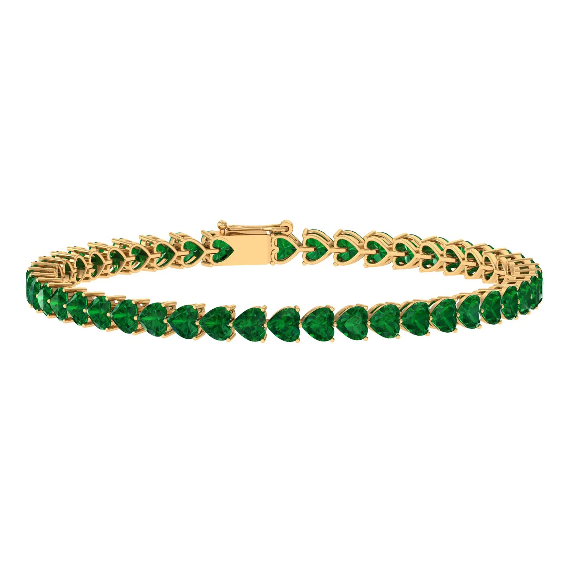 Lab Grown Emerald Heart Tennis Bracelet