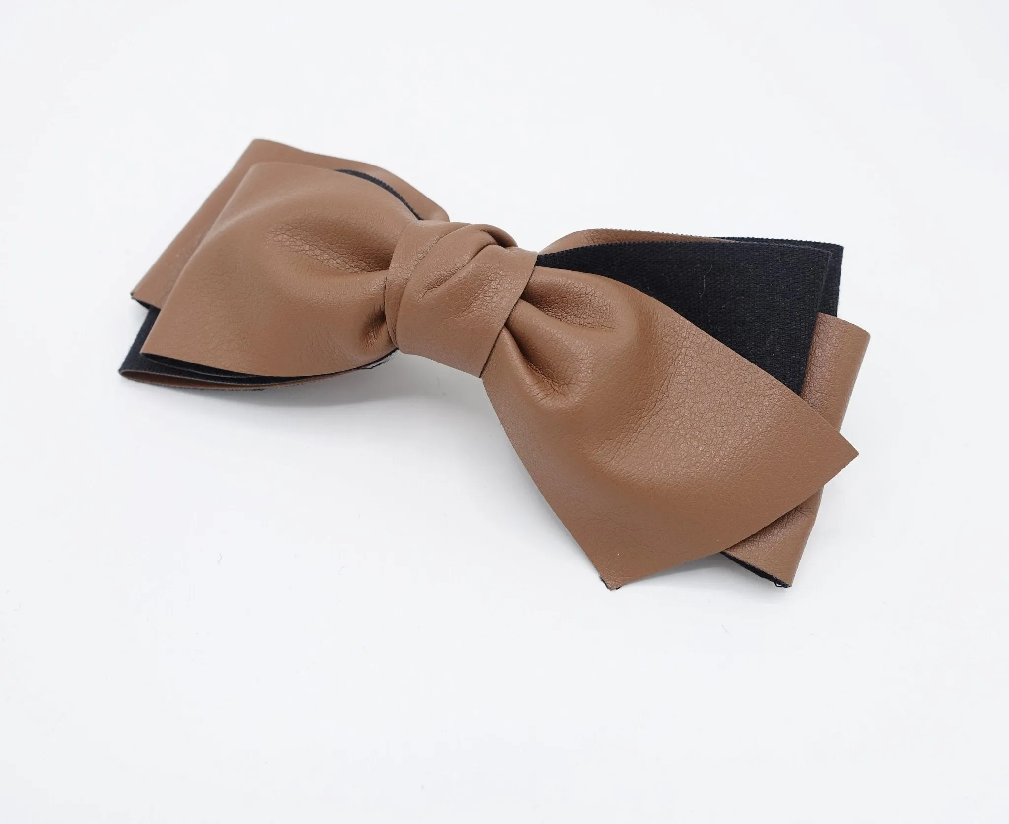 leather hair bow multi layered stylish Fall Winter hair accessory for women