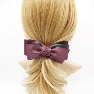 leather hair bow multi layered stylish Fall Winter hair accessory for women