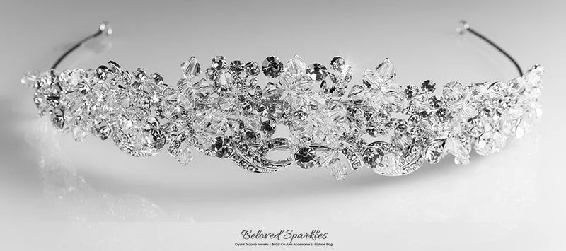 Leda Cluster Statement Silver Tiara | Swarovski Crystal