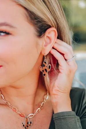 Leopard Cactus Earrings - Dark Brown