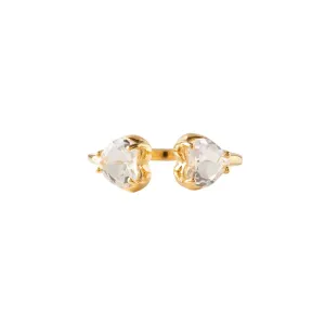 LOVE DUO HEART RING - WHITE TOPAZ & GOLD