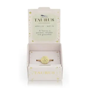 Lucky Feather Zodiac Signet Ring - Taurus