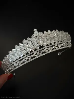 Magda CZ Silver Tiara