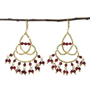 Maharaja Chandelier Earrings in Burgundy WorldFinds