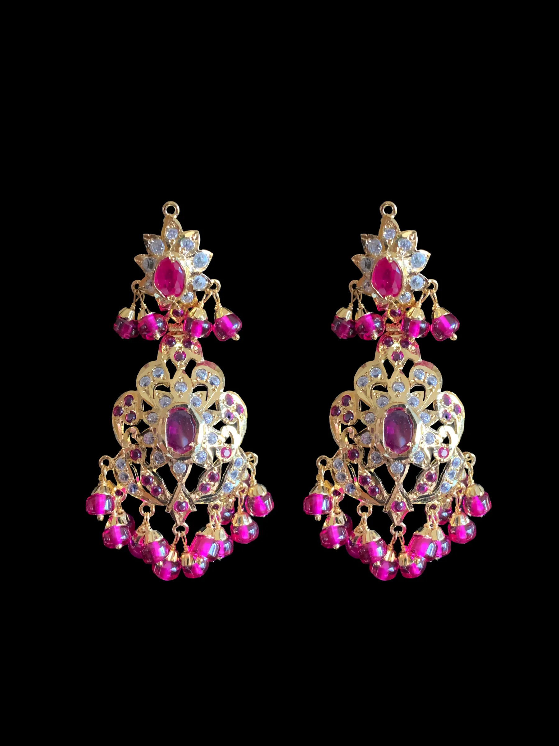 MAHNOOR gold plated silver Rani haar in rubies