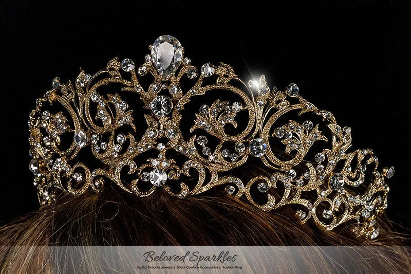 Matilda Victorian Romantic Gold Tiara | Swarovski Crystal