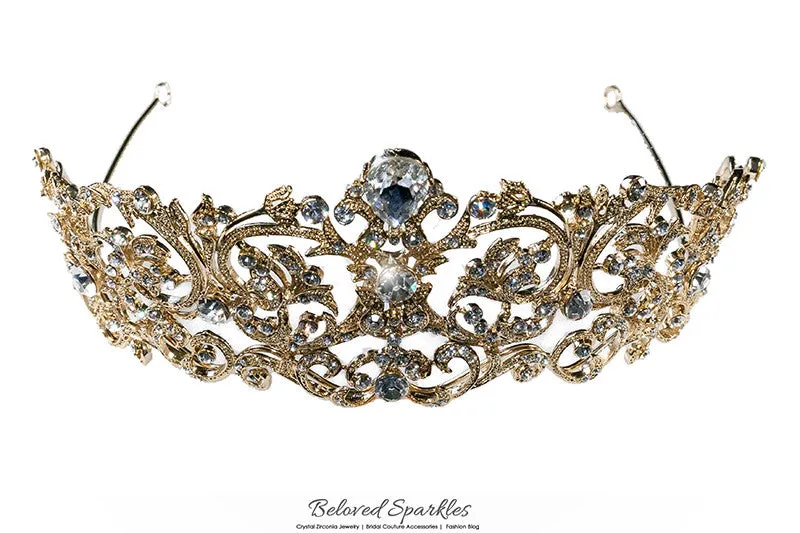 Matilda Victorian Romantic Gold Tiara | Swarovski Crystal