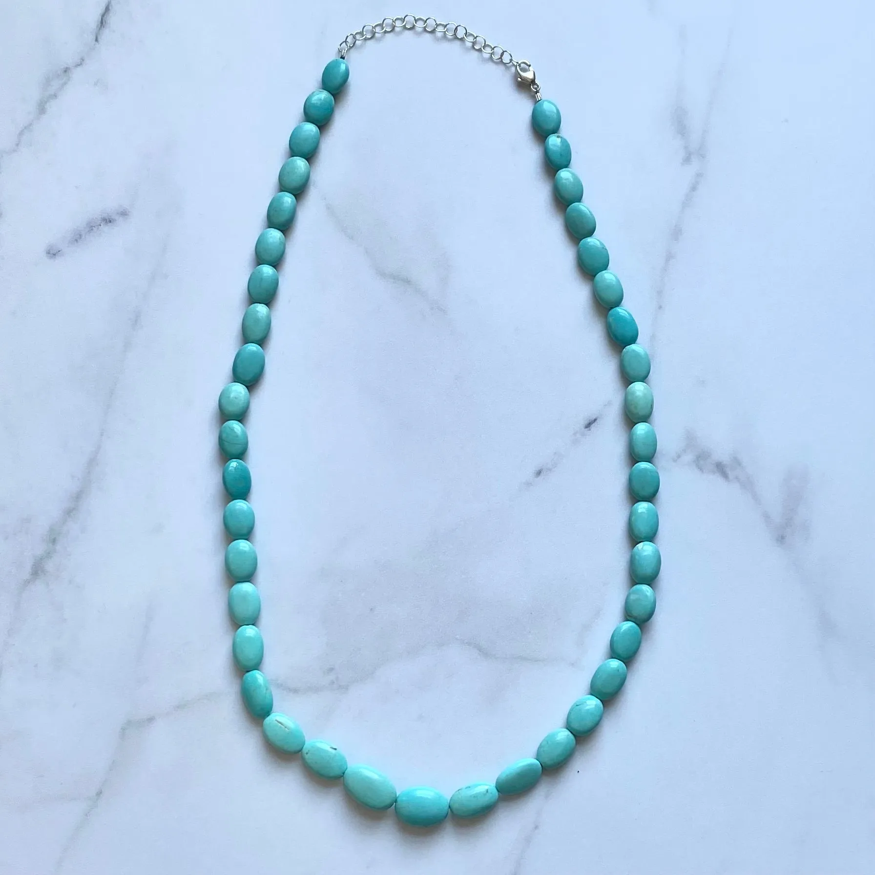 Medium Graduated Oval Turquoise Necklace