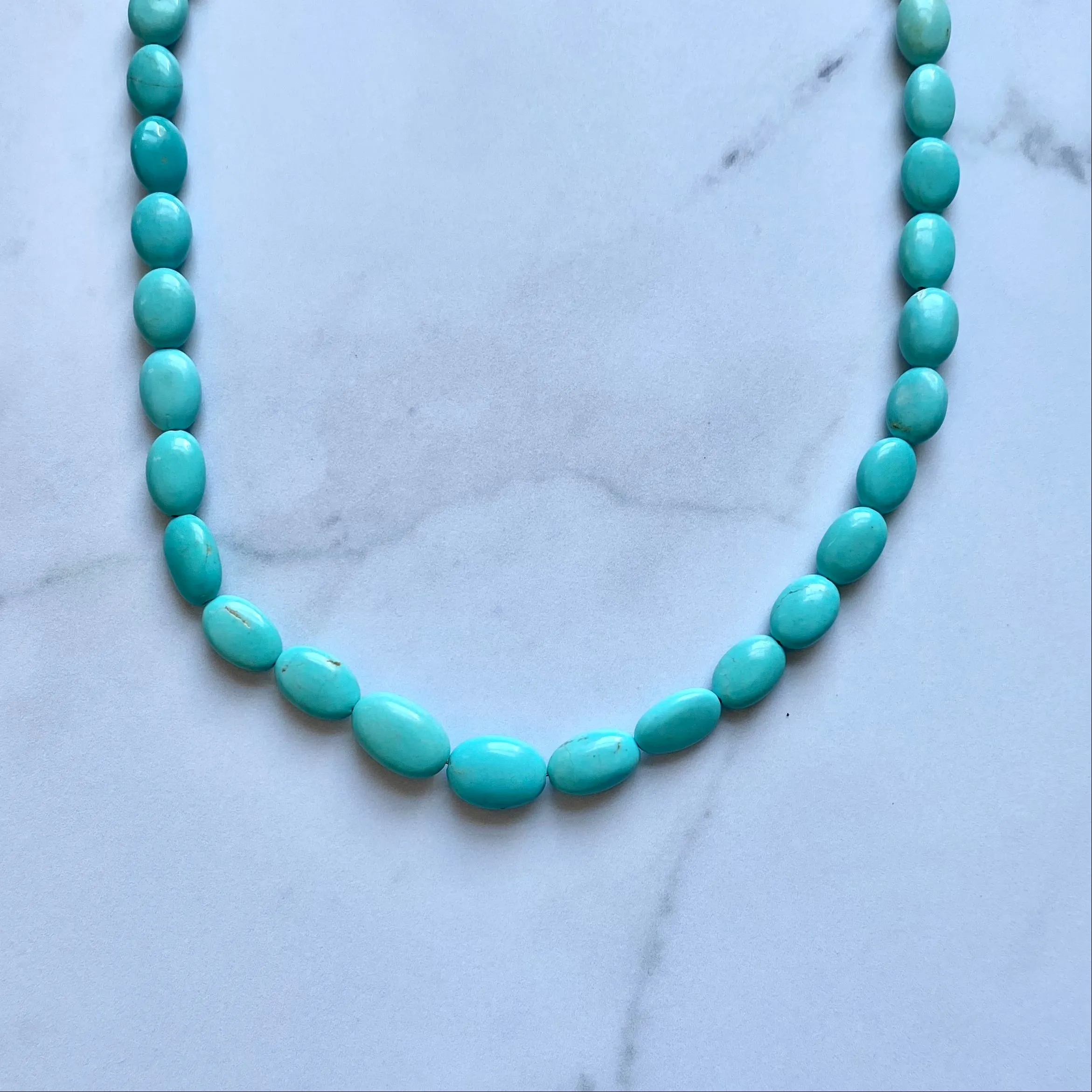 Medium Graduated Oval Turquoise Necklace