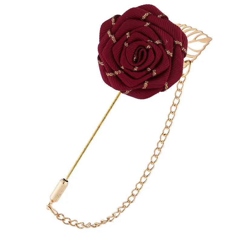 Men's Floral Camellia Chain Brooch