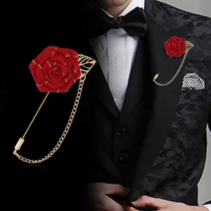 Men's Floral Camellia Chain Brooch