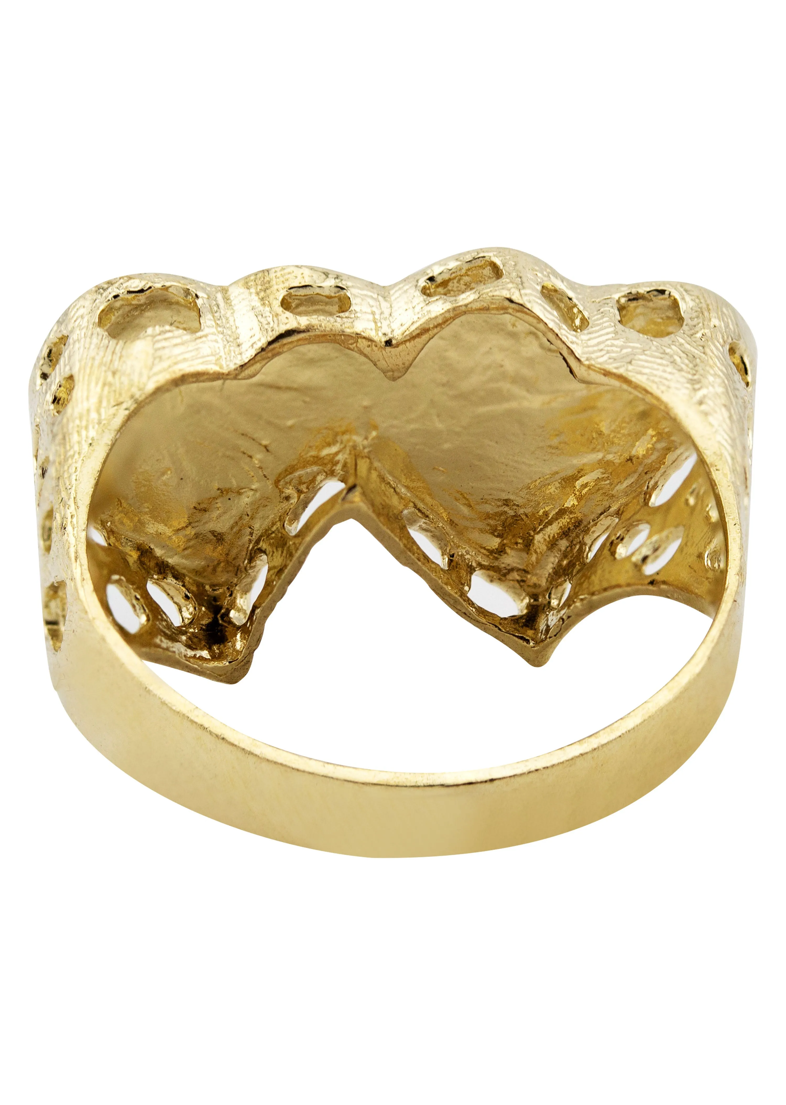 Mens Hearts Signet Ring - 10K Gold | 7 Grams