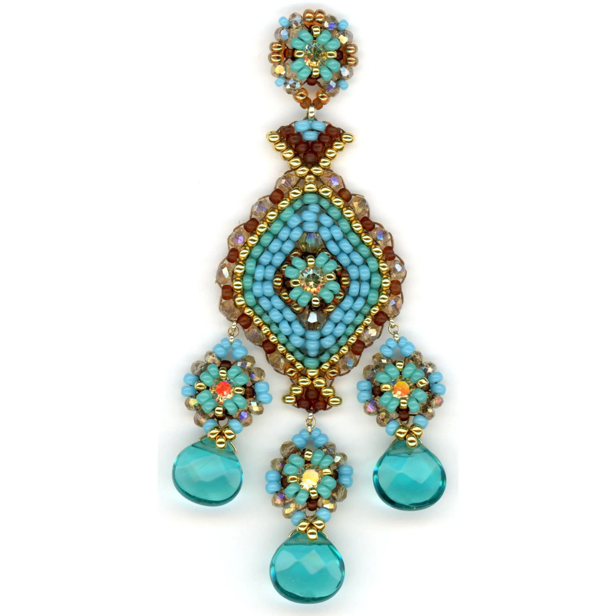 MIGUEL ASES OCEAN BLUE QUARTZ CHANDELIER EARRINGS