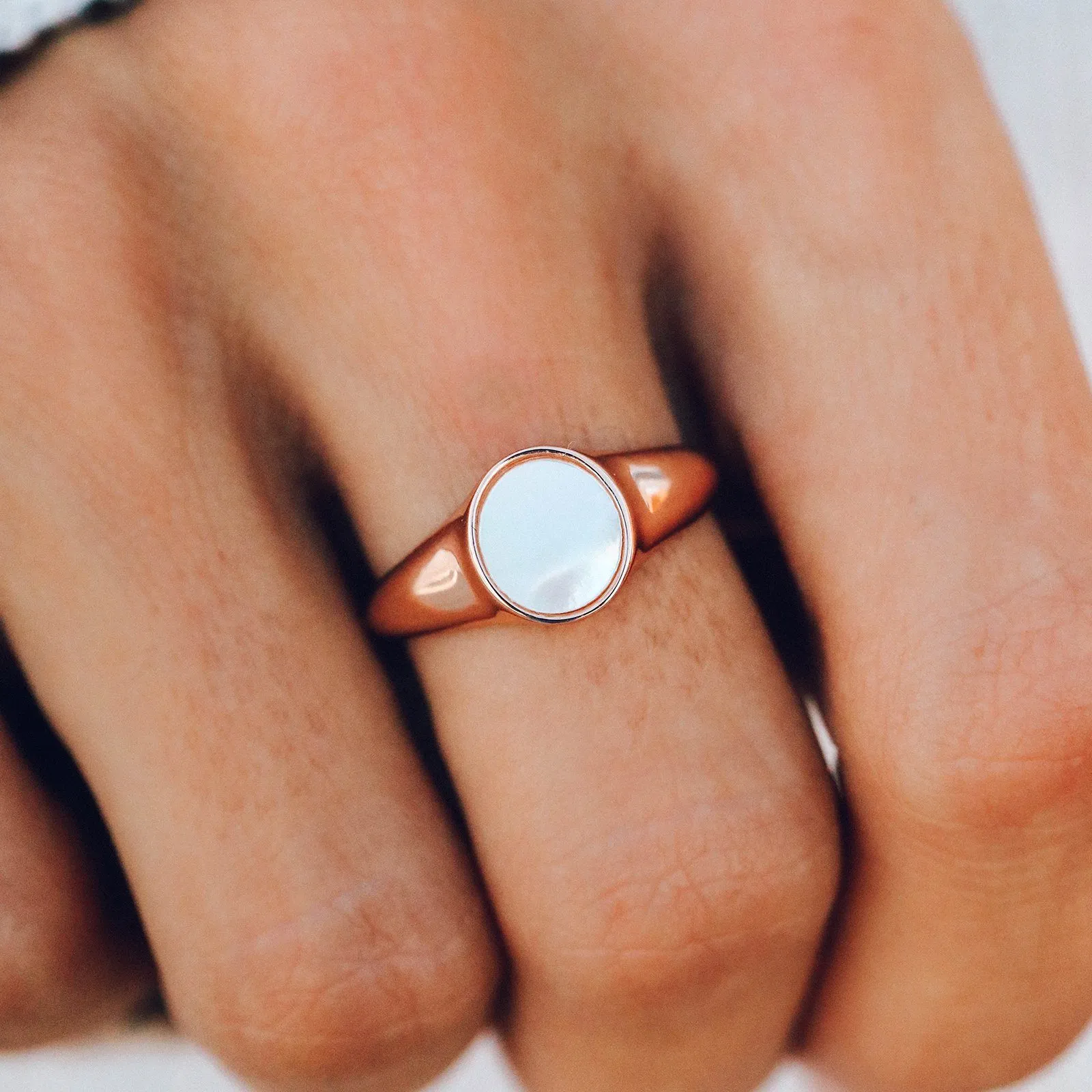 Mother of Pearl Signet Ring