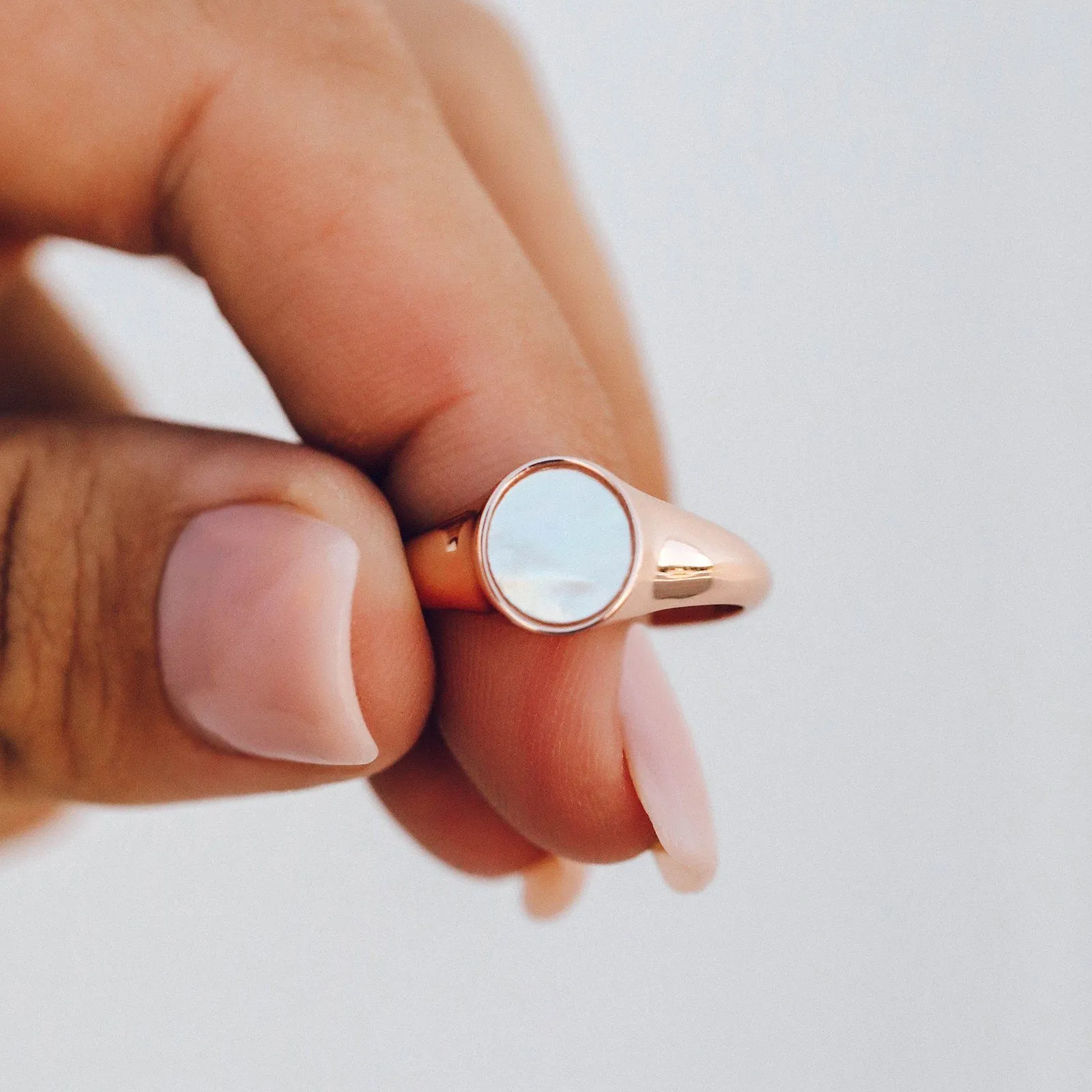 Mother of Pearl Signet Ring