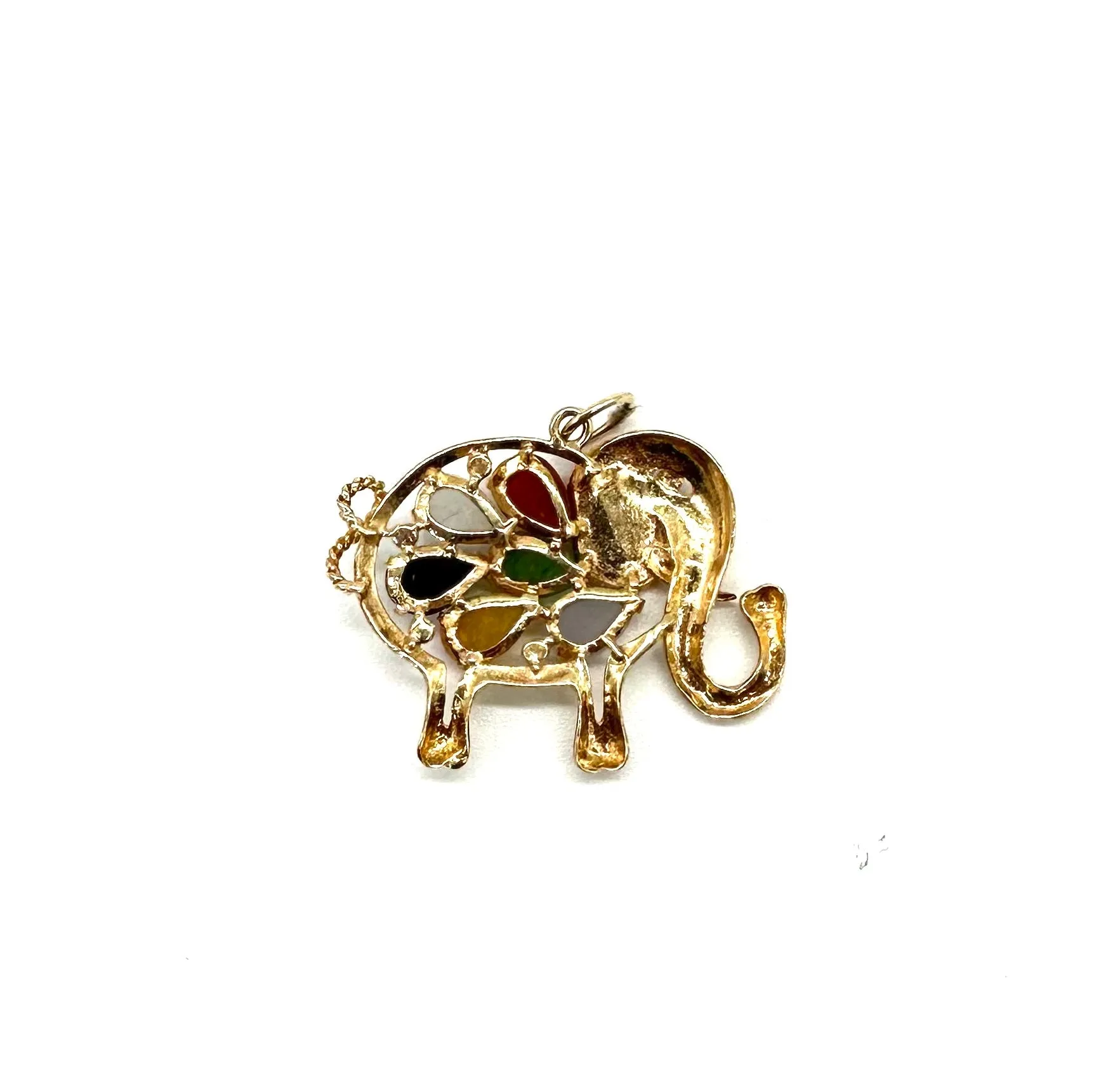 Multi Colored Stone Elephant Pendant