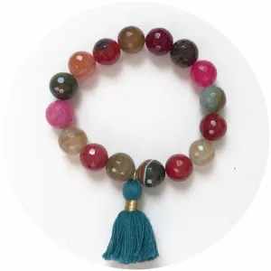 Multicolor Agate with Emerald Tassel