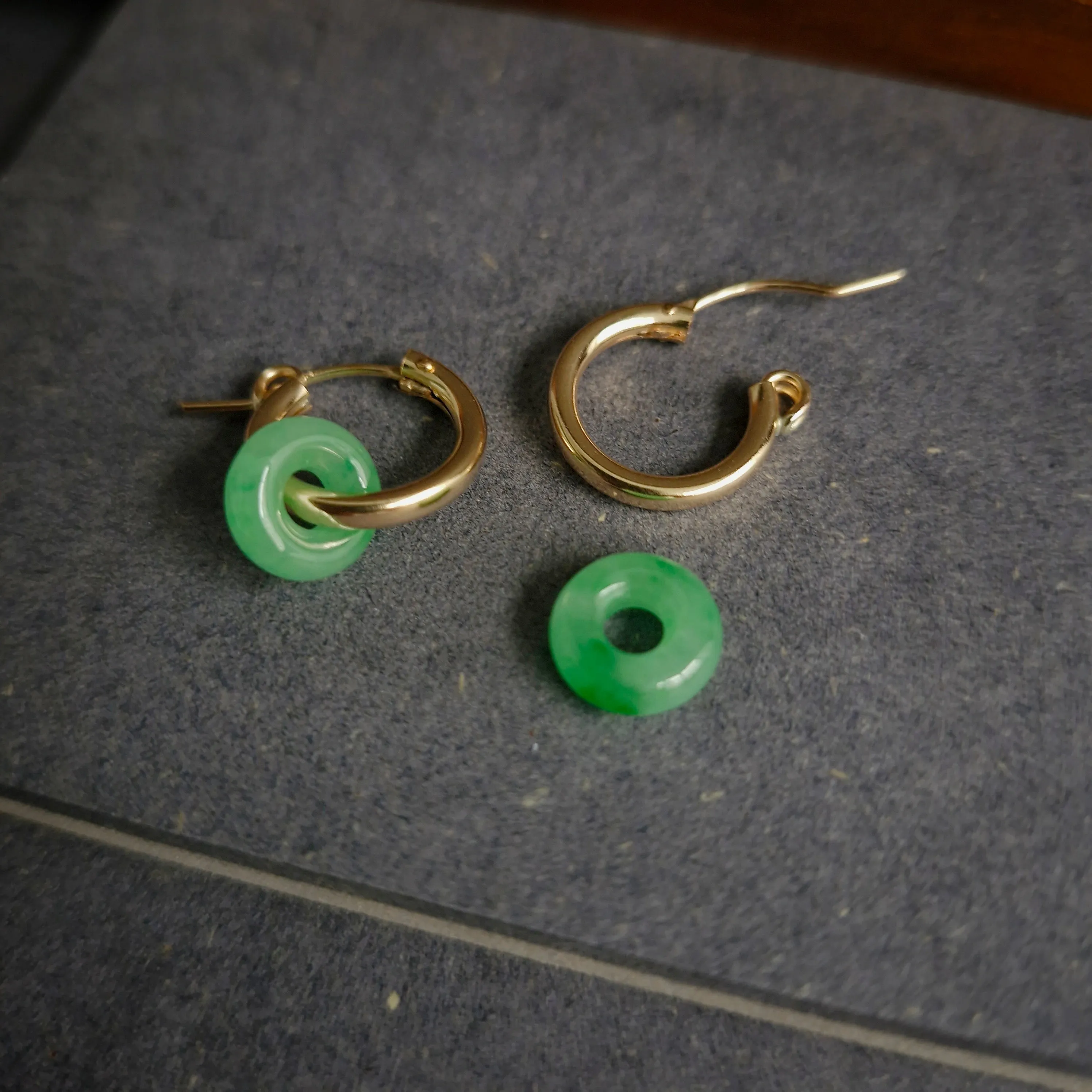 Myanmar Jade Leverback Hoop Earrings / 14k Gold-filled #1