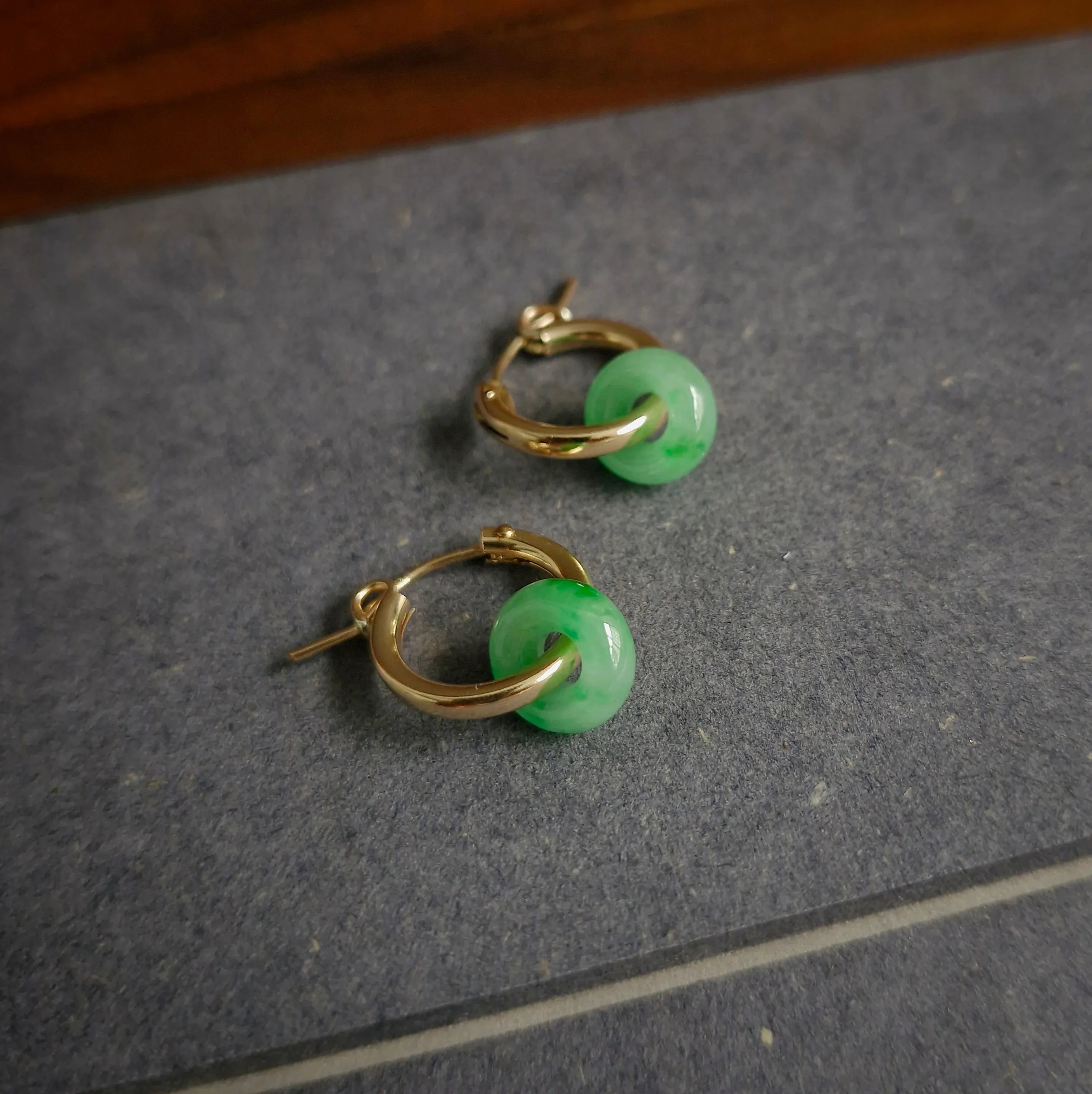 Myanmar Jade Leverback Hoop Earrings / 14k Gold-filled #1