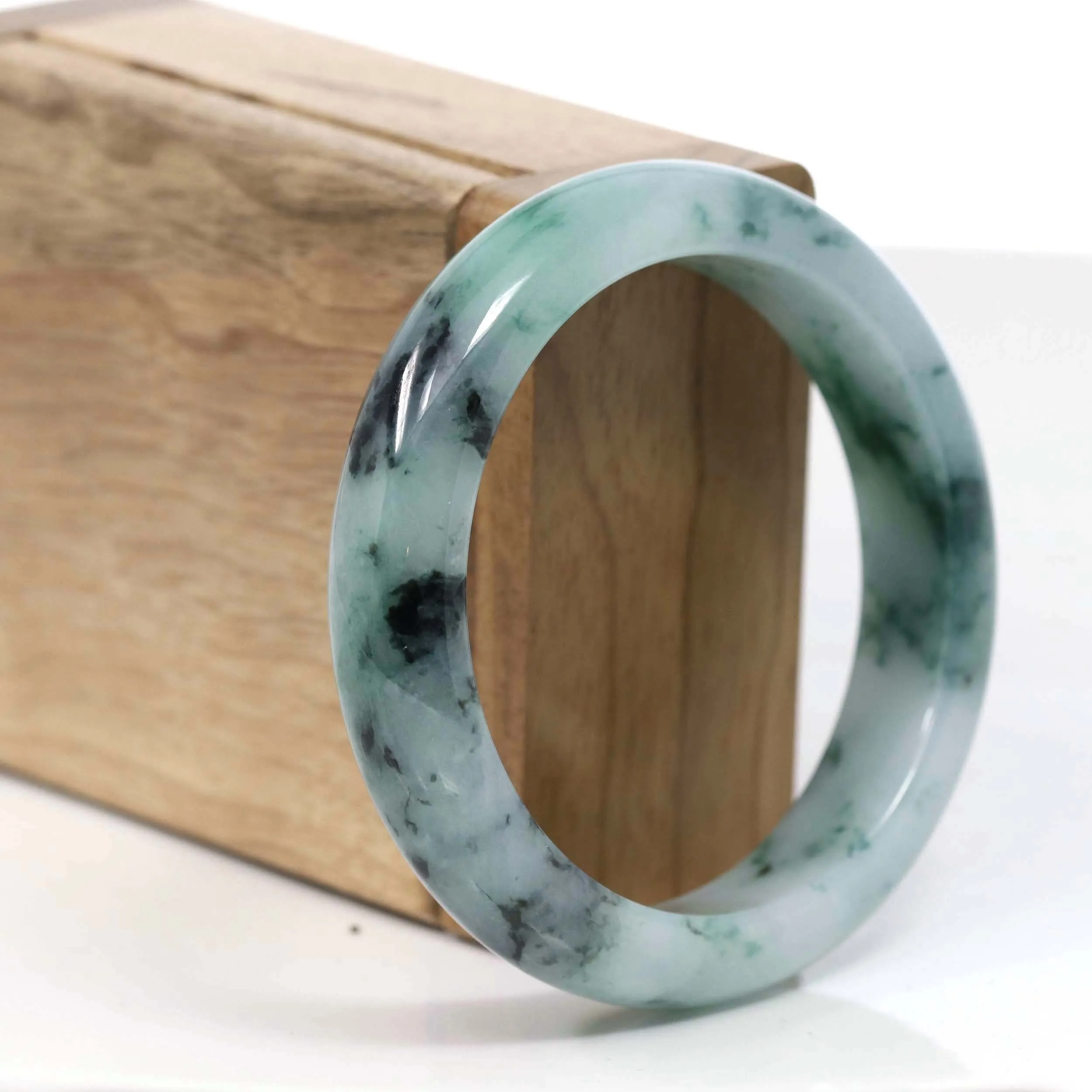 Natural Burmese Blue-green Jadeite Jade Bangle Bracelet (55.48mm)#T013