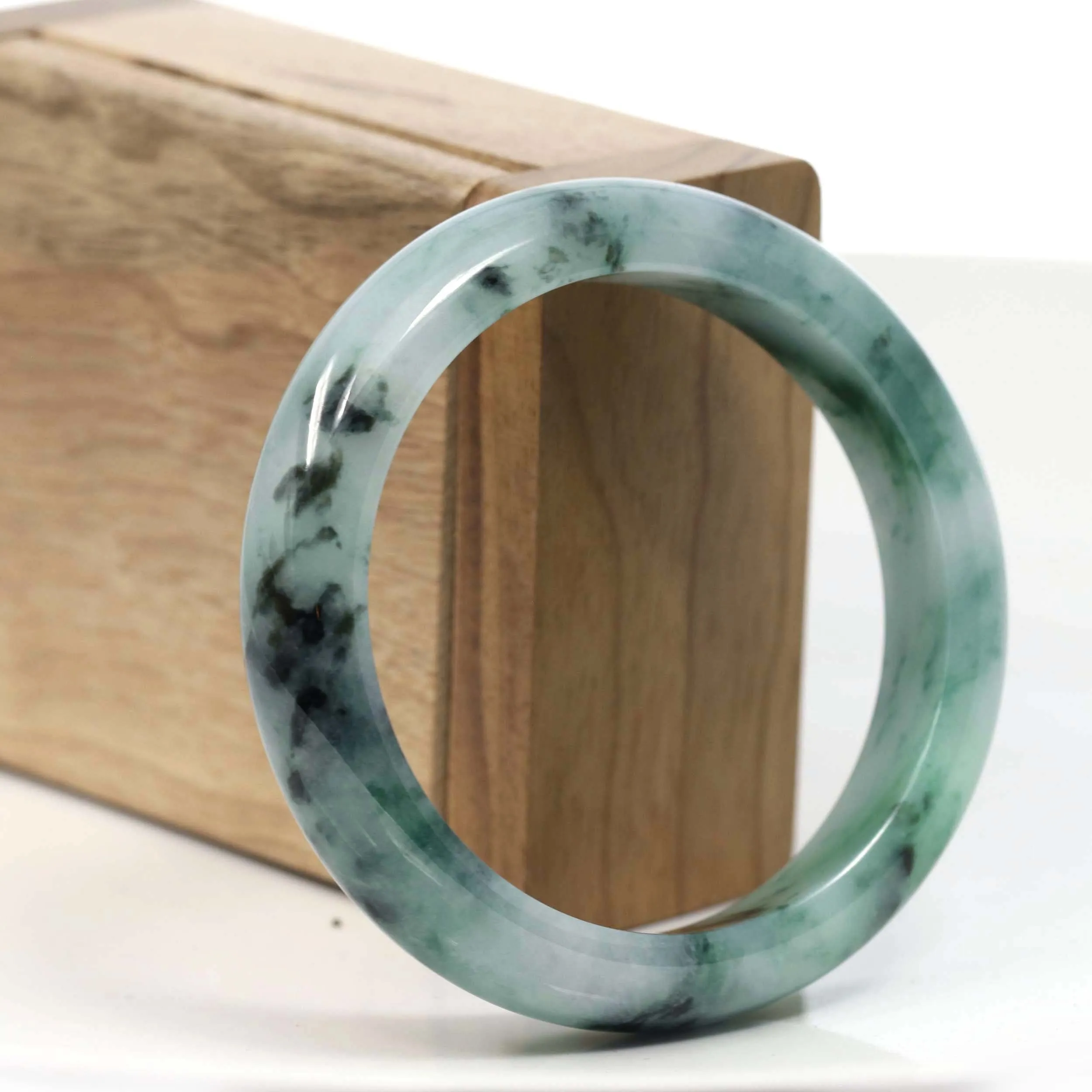 Natural Burmese Blue-green Jadeite Jade Bangle Bracelet (55.48mm)#T013