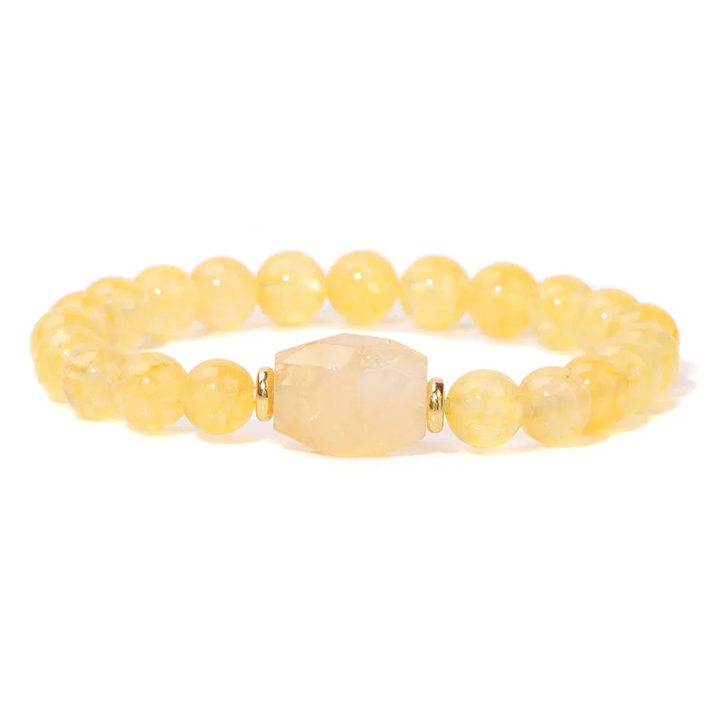 Natural Citrines Bracelet Yellow Quartzs Crystal Cat Eye Opal Stone Bead Bracelets For Women Men Wealth Fortune Bangle Jewelry