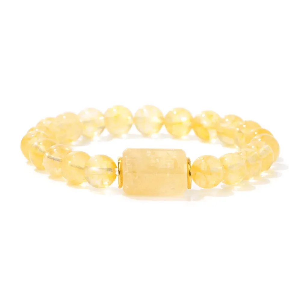 Natural Citrines Bracelet Yellow Quartzs Crystal Cat Eye Opal Stone Bead Bracelets For Women Men Wealth Fortune Bangle Jewelry