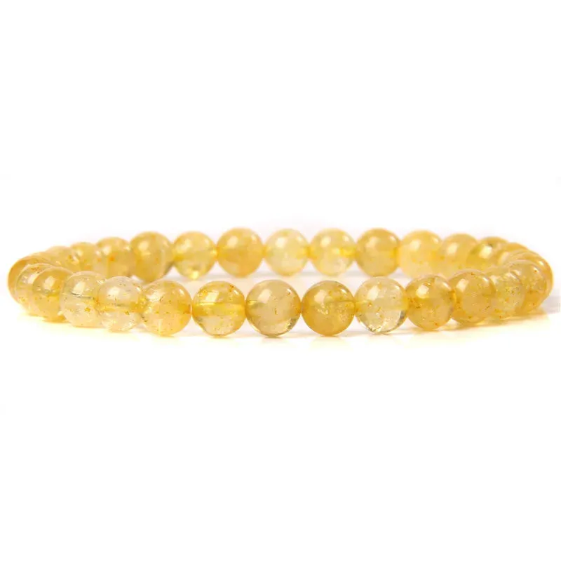 Natural Citrines Bracelet Yellow Quartzs Crystal Cat Eye Opal Stone Bead Bracelets For Women Men Wealth Fortune Bangle Jewelry