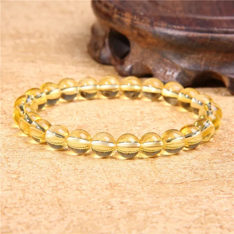 Natural Citrines Bracelet Yellow Quartzs Crystal Cat Eye Opal Stone Bead Bracelets For Women Men Wealth Fortune Bangle Jewelry