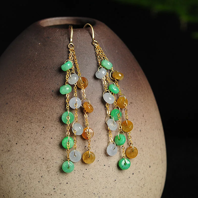 Natural Jade Earrings Jadeite Gold Earrings EG59