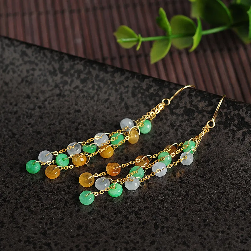 Natural Jade Earrings Jadeite Gold Earrings EG59