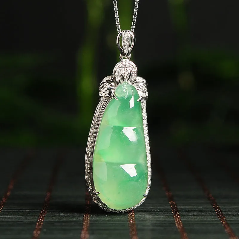 Natural Jade Pendant Jadeite Gold Pendant PT35