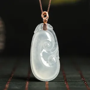 Natural Jade Pendant Jadeite Gold Ruyi Pendant PT100