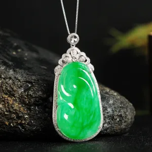 Natural Jade Pendant Jadeite Gold Ruyi Pendant PT25