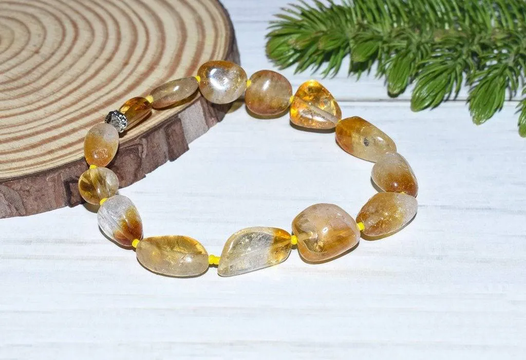 Natural Unisex Citrine Bracelet - Beige