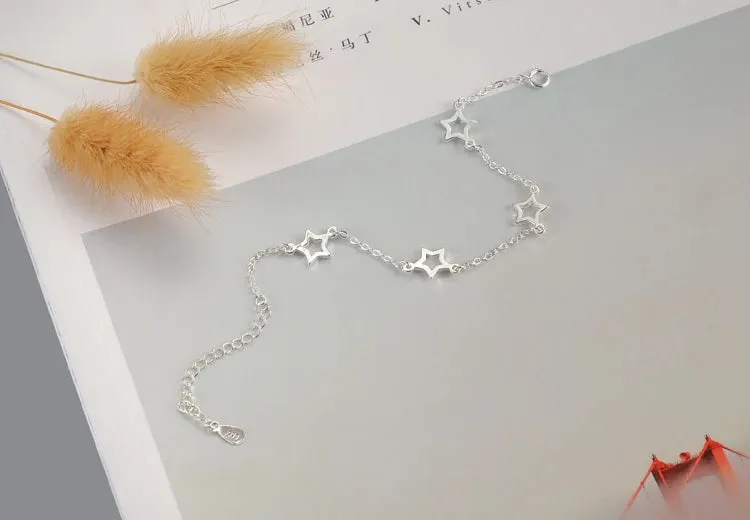 New Fashion Jewelry Beautiful 925 Sterling Silver Bracelets Star Simple Personality Sweet Bracelets